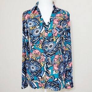 Express Portofino Slim Fit Shirt Teal Blue Pink XS